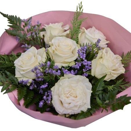 RAMO DE 6 ROSAS BLANCAS